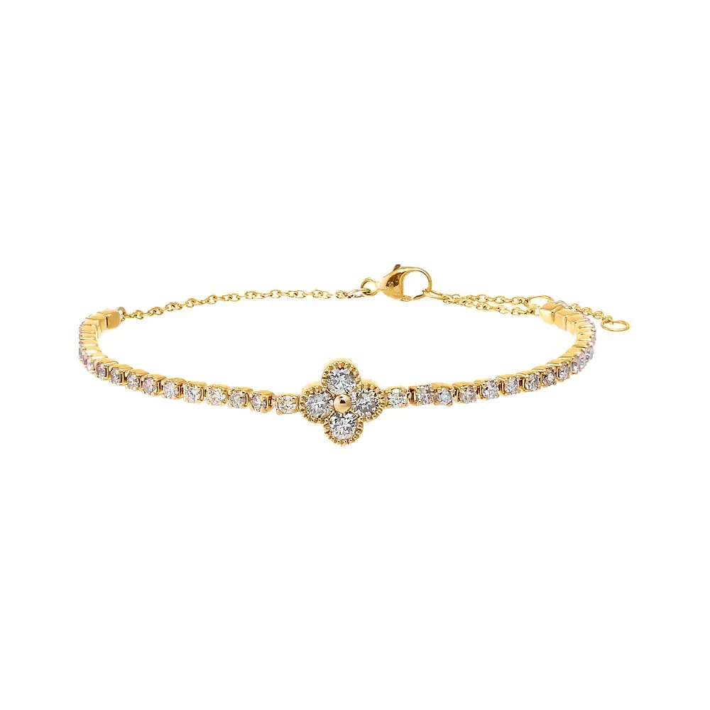 Diamond Four Leaf Clover Tennis Bracelet 14K sold by Adina Eden's