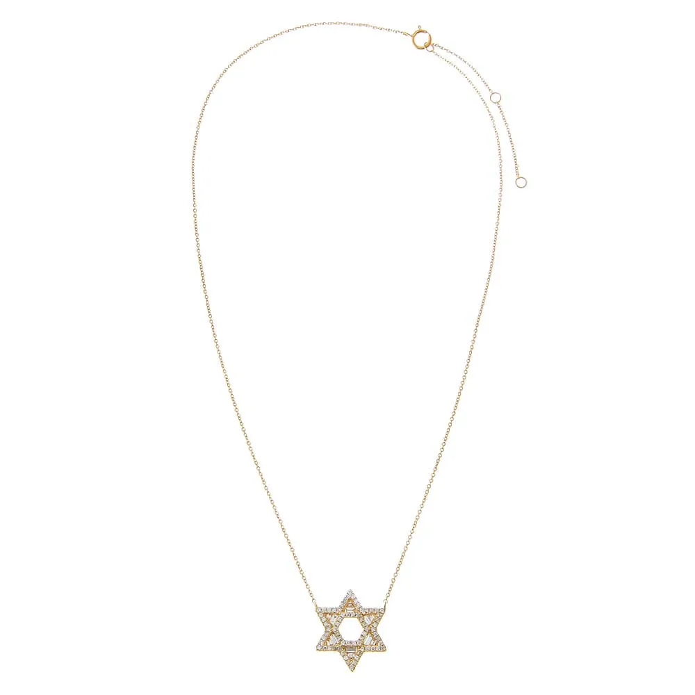 Diamond Pave X Baguette Star Of David Necklace 14K sold by Adina Eden's product image thumbnail 2