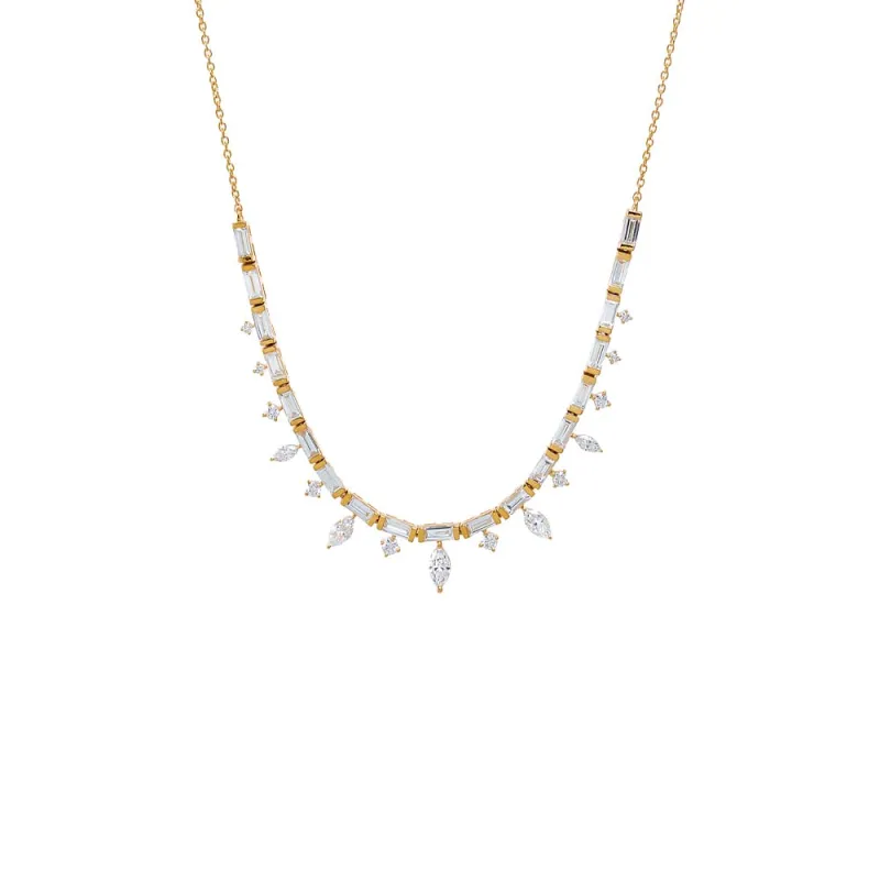 Lab Grown Diamond Baguette X Marquise Dangling Tennis Choker 14K sold by Adina Eden's