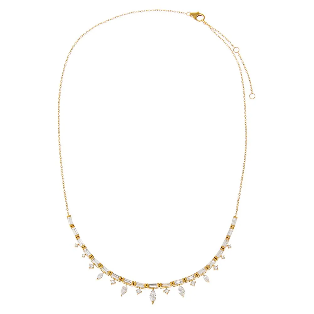 Lab Grown Diamond Baguette X Marquise Dangling Tennis Choker 14K sold by Adina Eden's product image thumbnail 2
