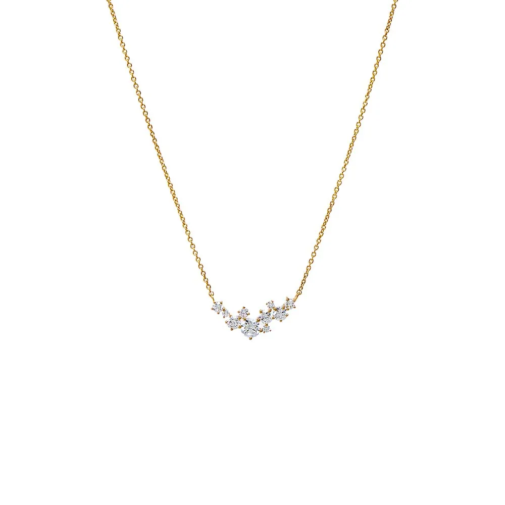 Lab Grown Diamond Cluster Bar Pendant Necklace 14K sold by Adina Eden's