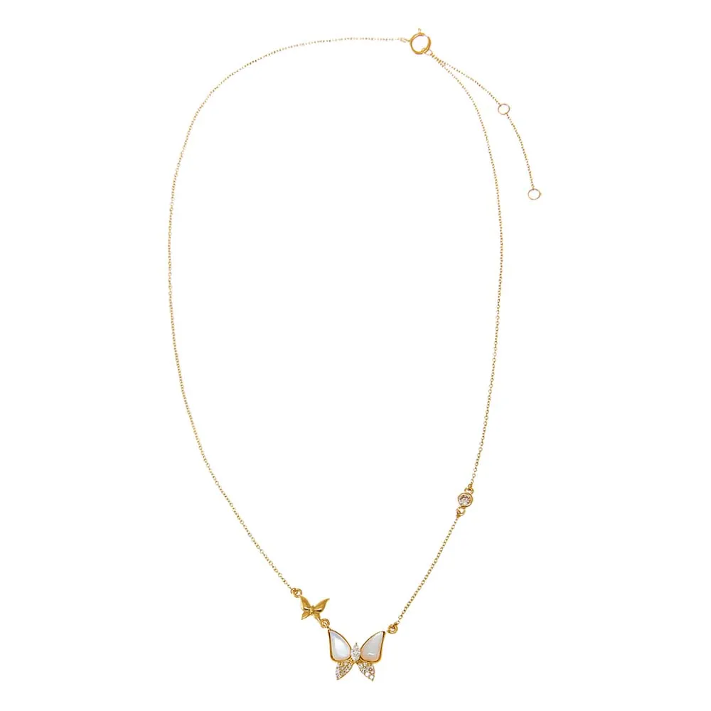 Diamond Pave X Mother Of Pearl Butterfly Pendant Necklace 14K sold by Adina Eden's product image thumbnail 2