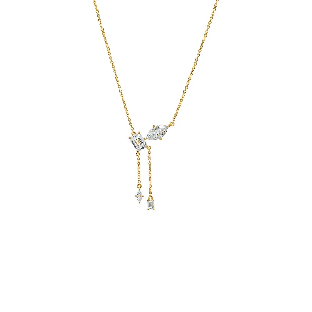 Lab Grown Diamond Baguette X Marquise Pendant Necklace 14K sold by Adina Eden's