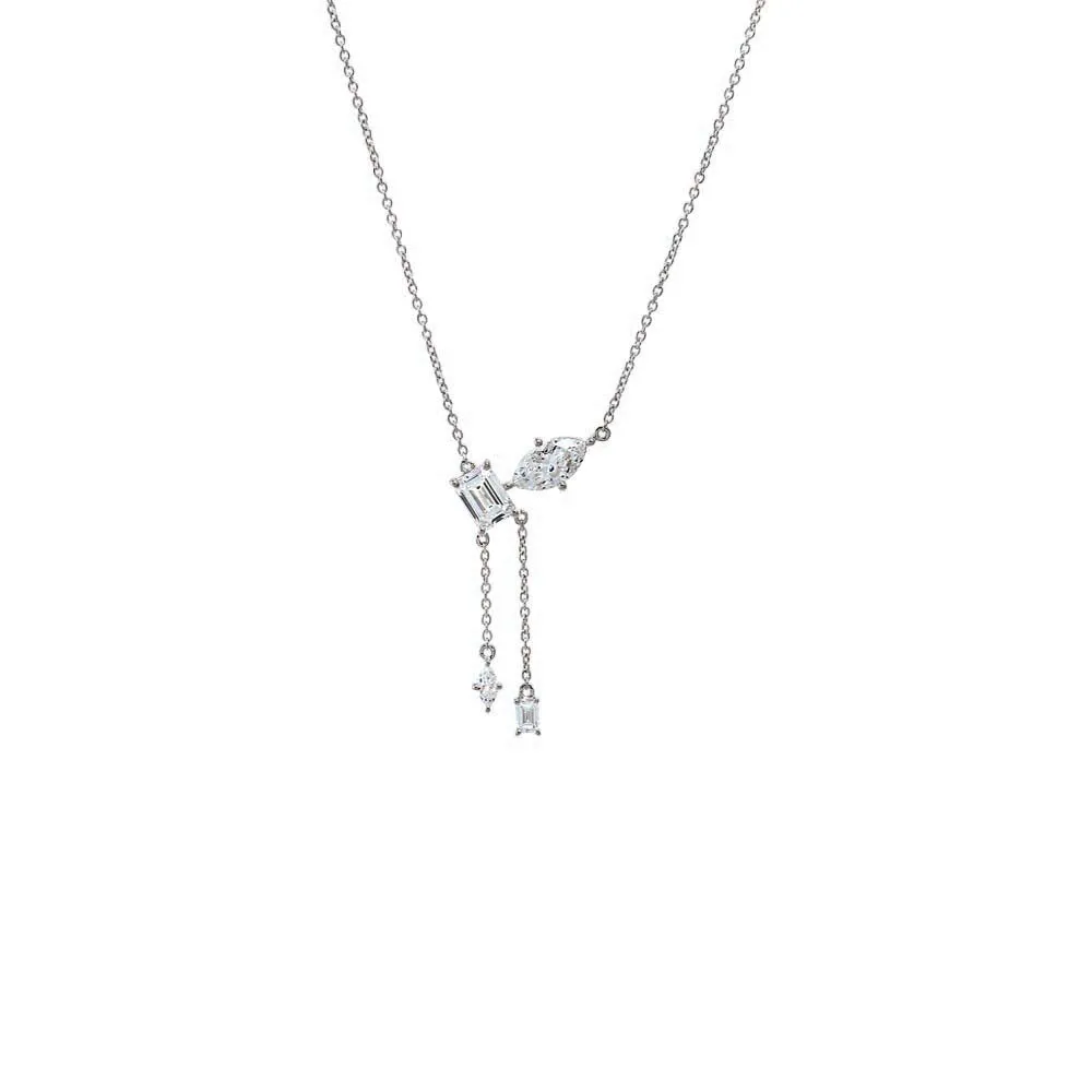 Lab Grown Diamond Baguette X Marquise Pendant Necklace 14K sold by Adina Eden's product image thumbnail 2