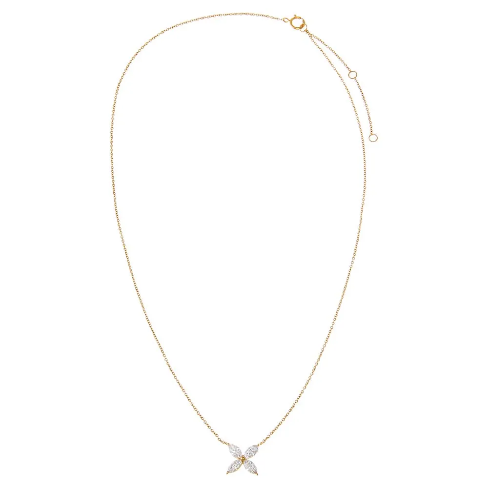 Lab Grown Diamond Marquise Flower Pendant Necklace 14K sold by Adina Eden's product image thumbnail 3