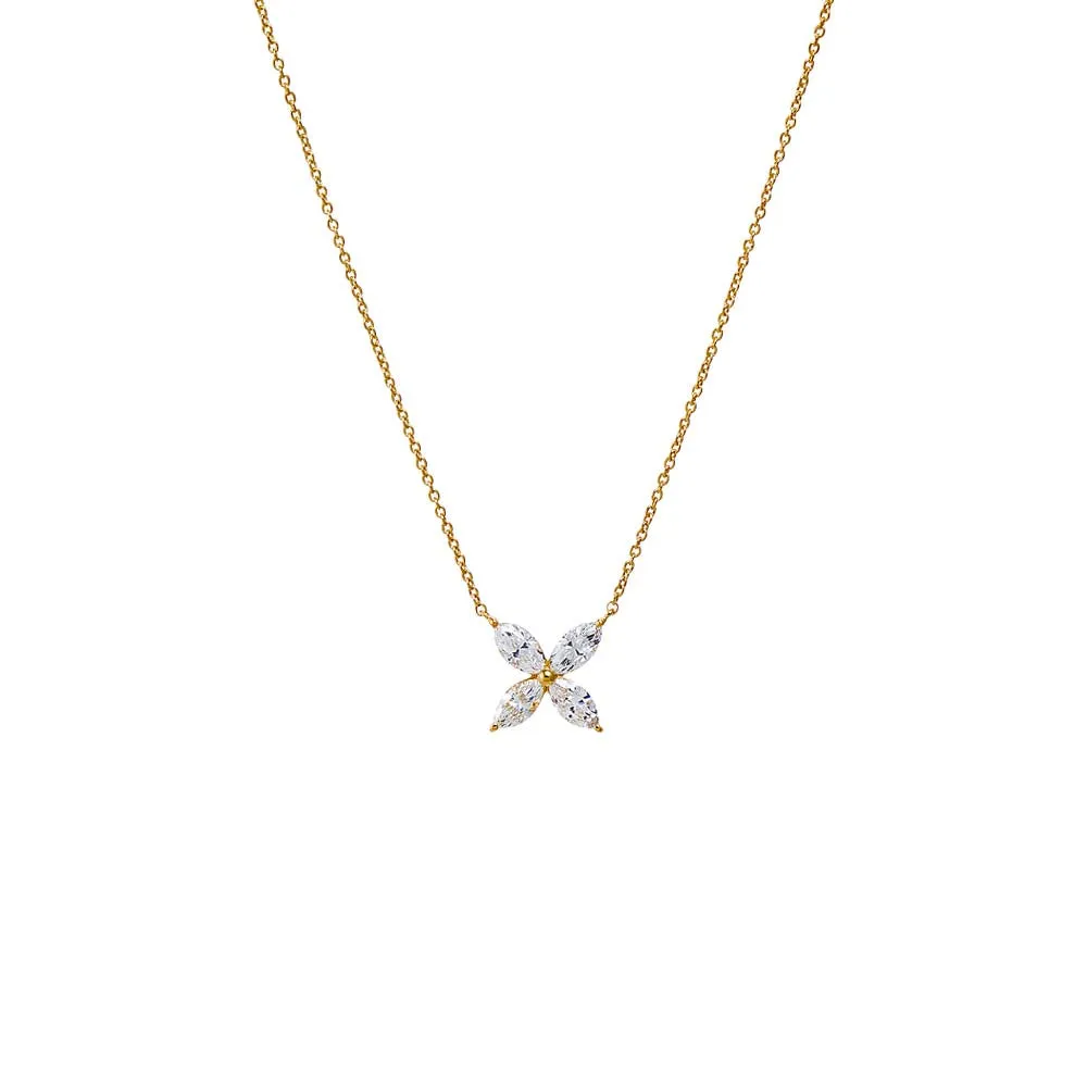 Lab Grown Diamond Marquise Flower Pendant Necklace 14K sold by Adina Eden's