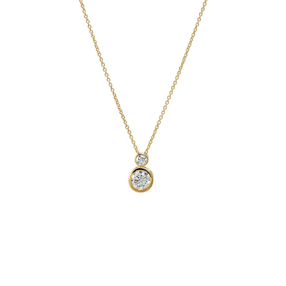 Lab Grown Diamond Double Graduated Solitaire Bezel Necklace 14K sold by Adina Eden's