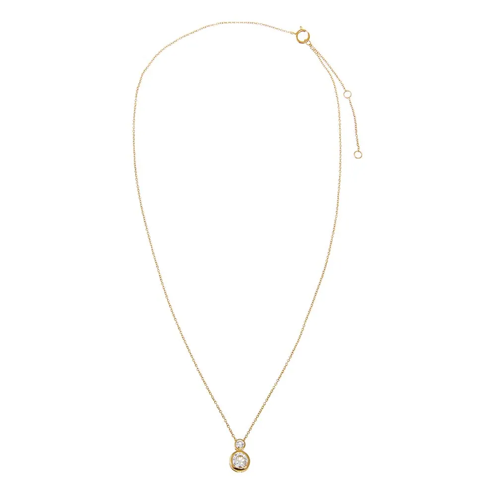 Lab Grown Diamond Double Graduated Solitaire Bezel Necklace 14K sold by Adina Eden's product image thumbnail 2