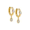 Lab Grown Diamond Dangling Pear Bezel Huggie Earring 14K sold by Adina Eden's