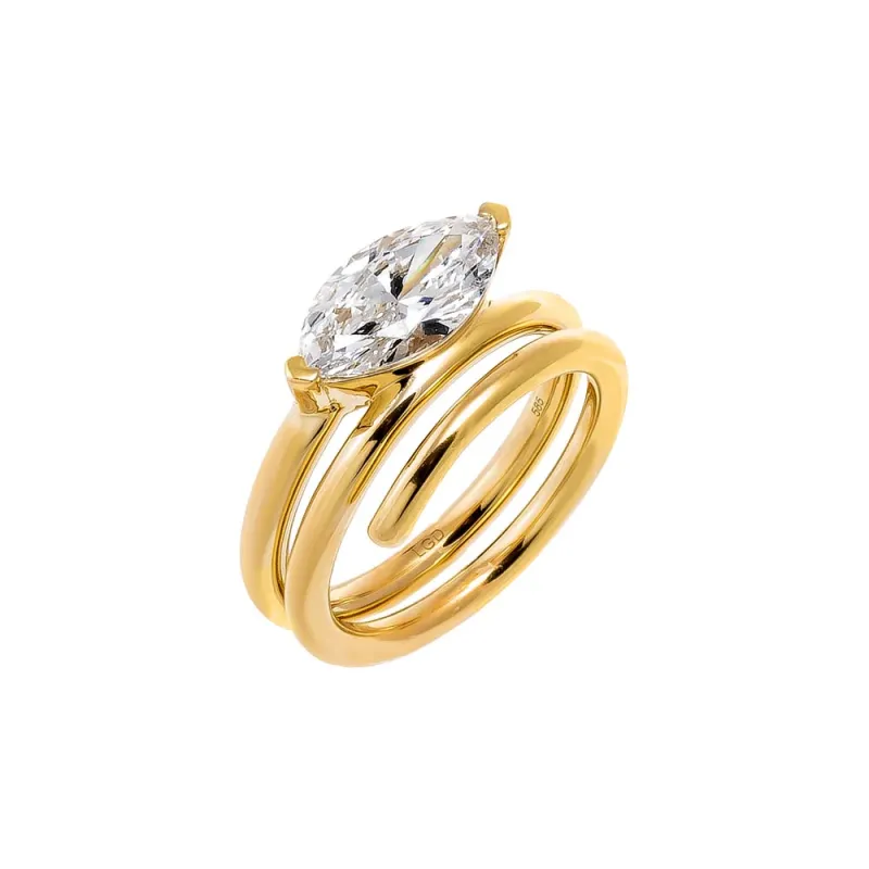 Lab Grown Diamond Marquise Coil Wrap Ring 14K sold by Adina Eden's