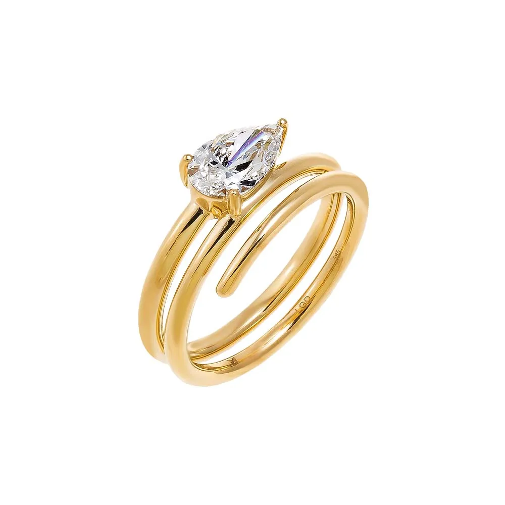 Lab Grown Diamond Pear Coil Wrap Ring 14K sold by Adina Eden's