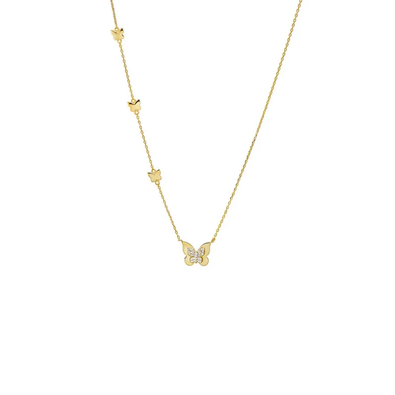 CZ Multi Butterfly Pendant Necklace sold by Adina Eden's