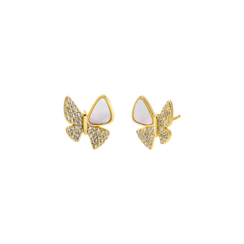 CZ Pave & Stone Accented Butterfly Stud Earring sold by Adina Eden's