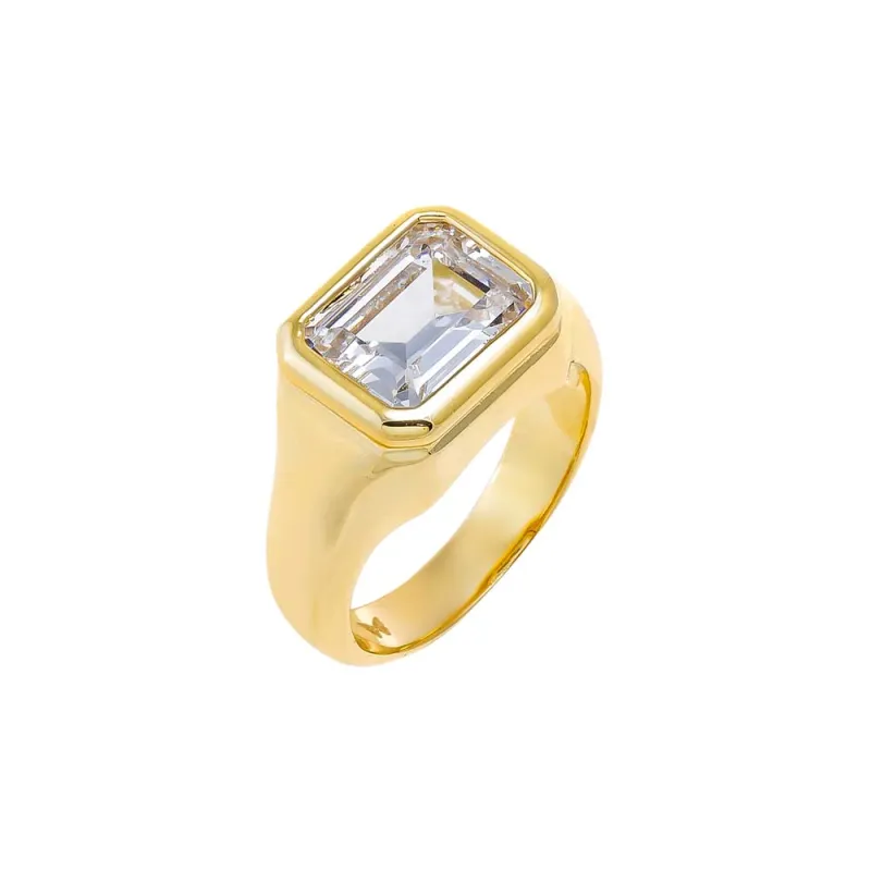 CZ Baguette Bezel Signet Ring sold by Adina Eden's