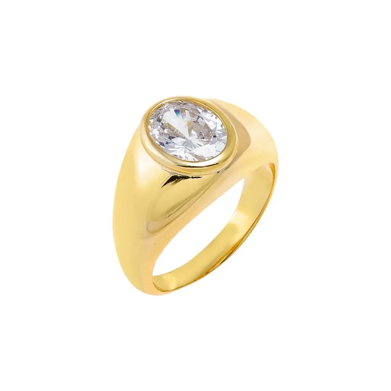 CZ Oval Bezel Signet Ring sold by Adina Eden's