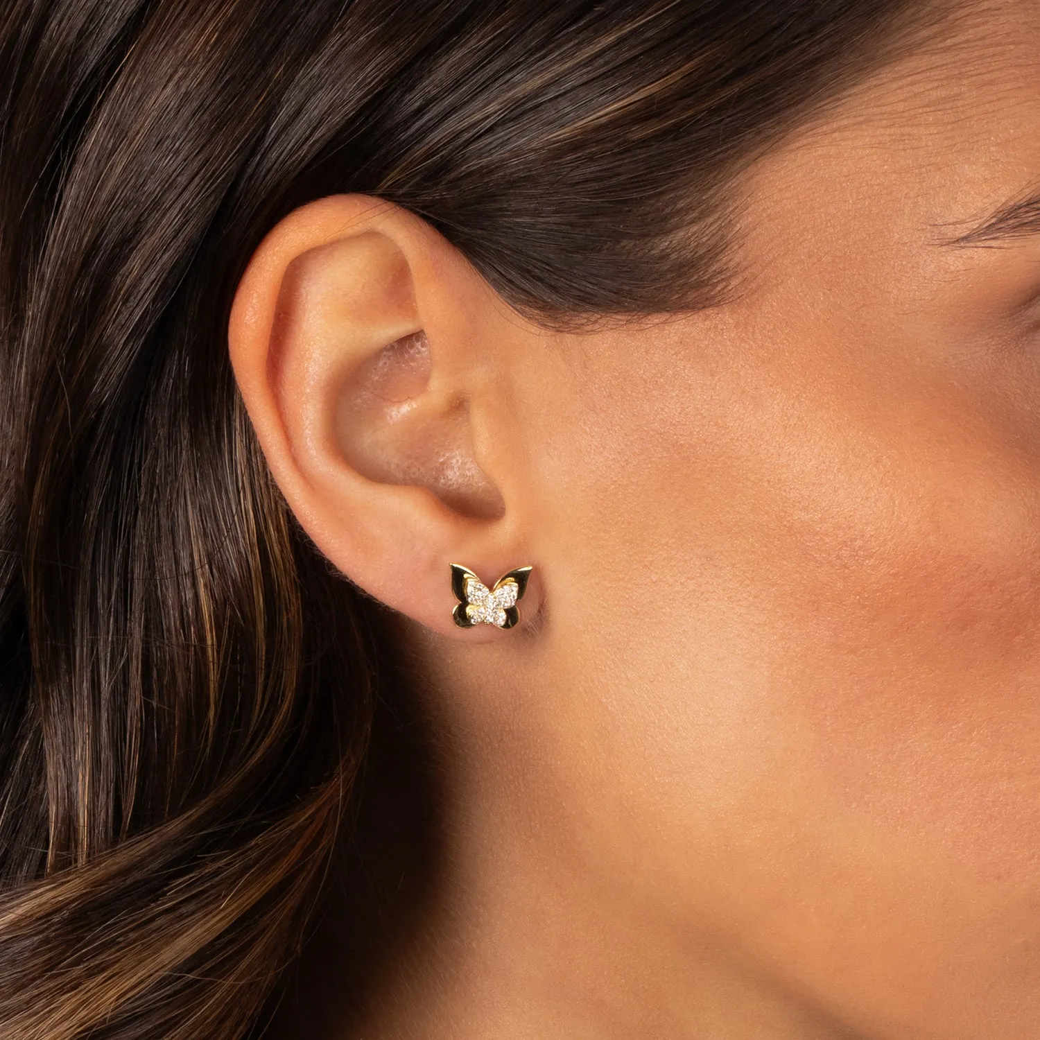 Pave Butterfly Accented Stud Earring sold by Adina Eden's product image thumbnail 2