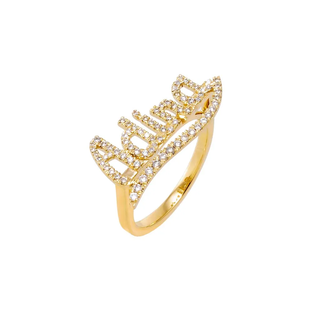 Diamond Pave Name Statement Ring 14K sold by Adina Eden's