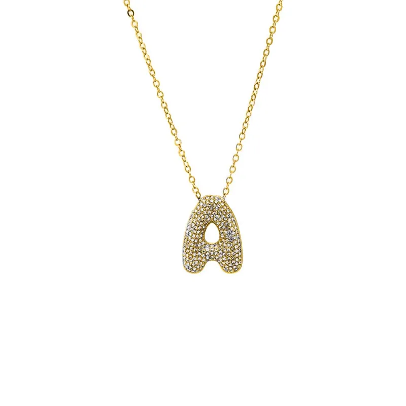 Pave XL Initial Pendant Necklace sold by Adina Eden's