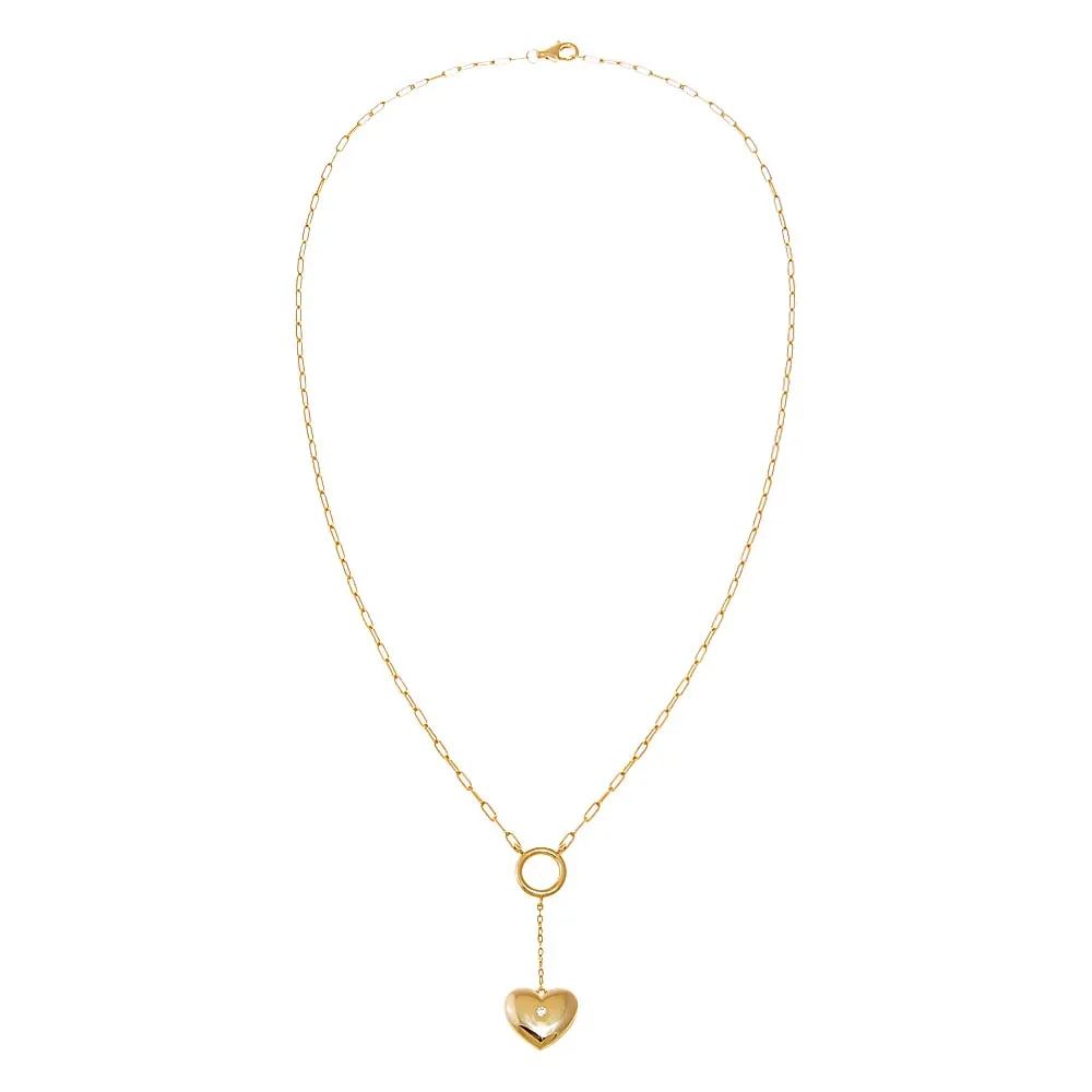 CZ Bubble Heart Drop Lariat Necklace sold by Adina Eden's product image thumbnail 2