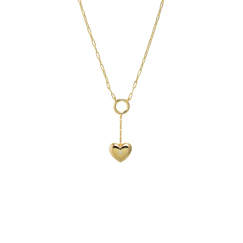 CZ Bubble Heart Drop Lariat Necklace sold by Adina Eden's