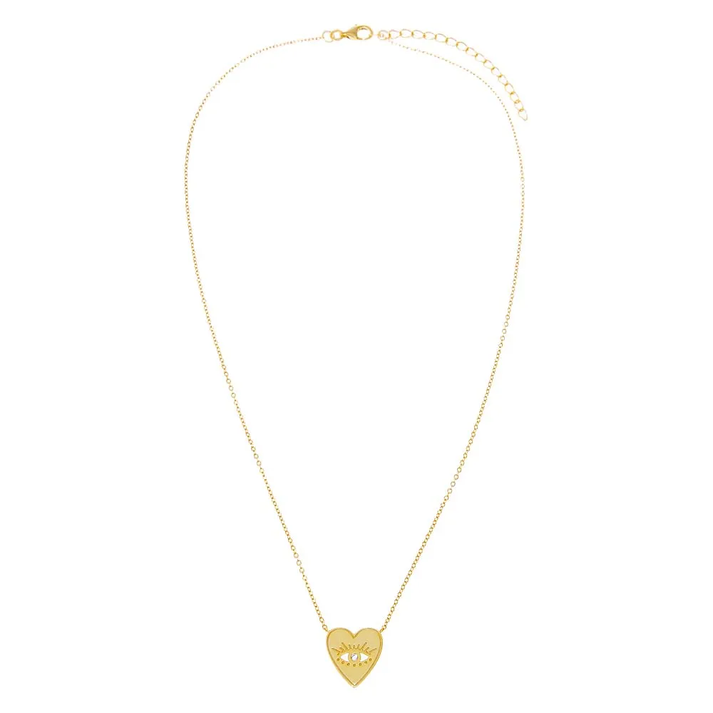 CZ Evil Eye Mini Heart Pendant Necklace sold by Adina Eden's product image thumbnail 2
