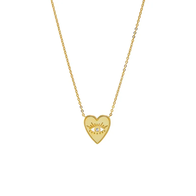 CZ Evil Eye Mini Heart Pendant Necklace sold by Adina Eden's