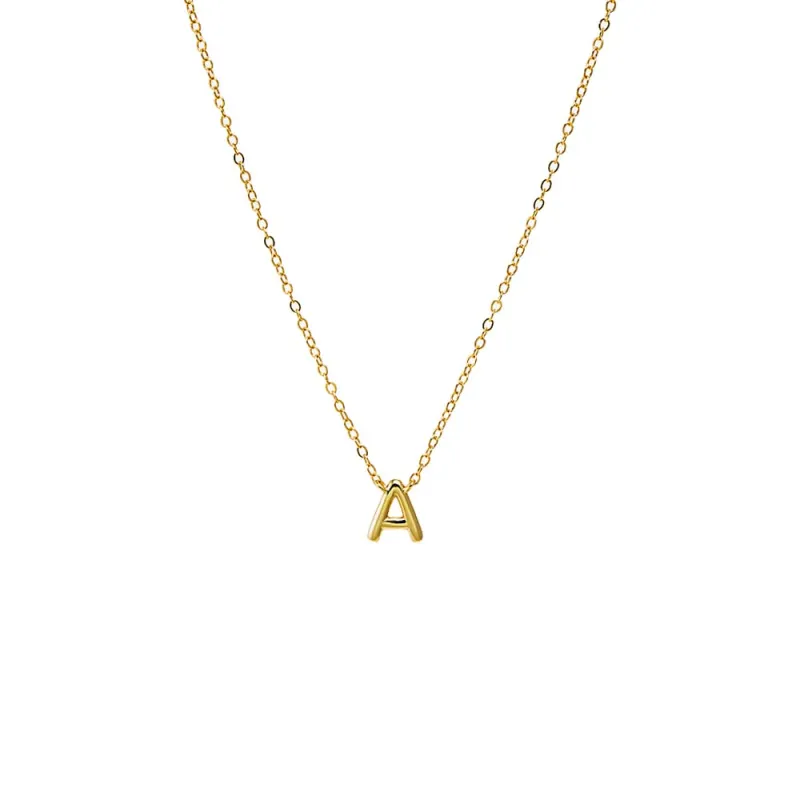 Solid Thin Bubble Initial Pendant Necklace sold by Adina Eden's