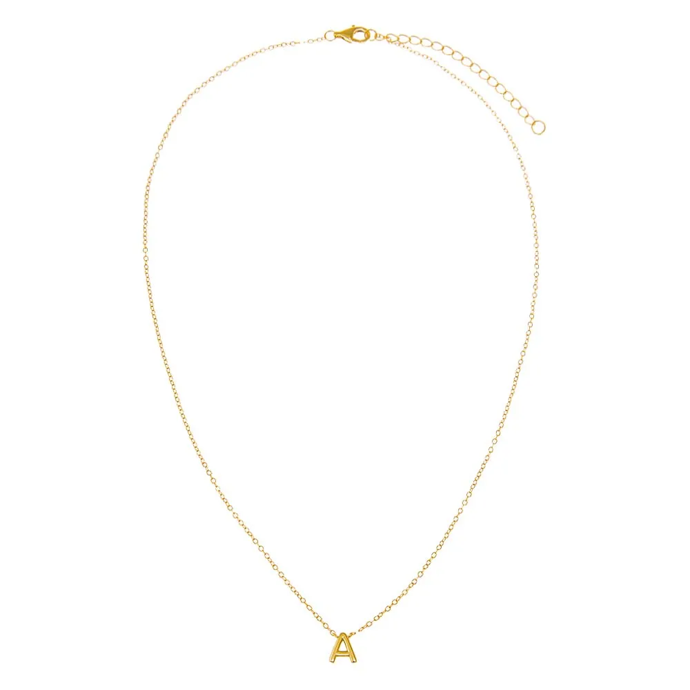 Solid Thin Bubble Initial Pendant Necklace sold by Adina Eden's product image thumbnail 2