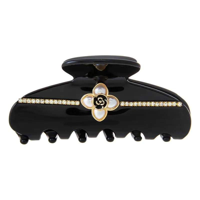 Pearl Flower W/ Rhinestone Large Claw Clip sold by Adina Eden's