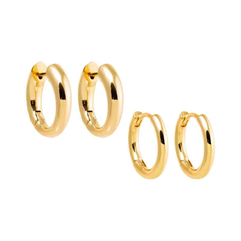 The Solid Rounded Ring Huggie Earring Combo Set sold by Adina Eden's