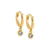 Dangling CZ Bezel Huggie Earring sold by Adina Eden's