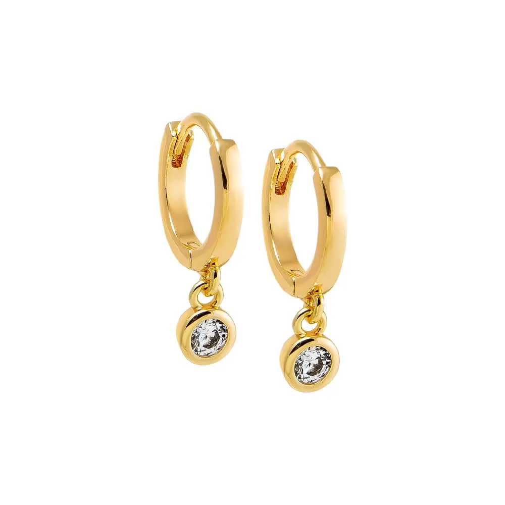 Dangling CZ Bezel Huggie Earring sold by Adina Eden's