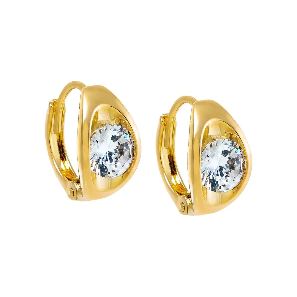 CZ Embedded Wide Huggie Earring sold by Adina Eden's