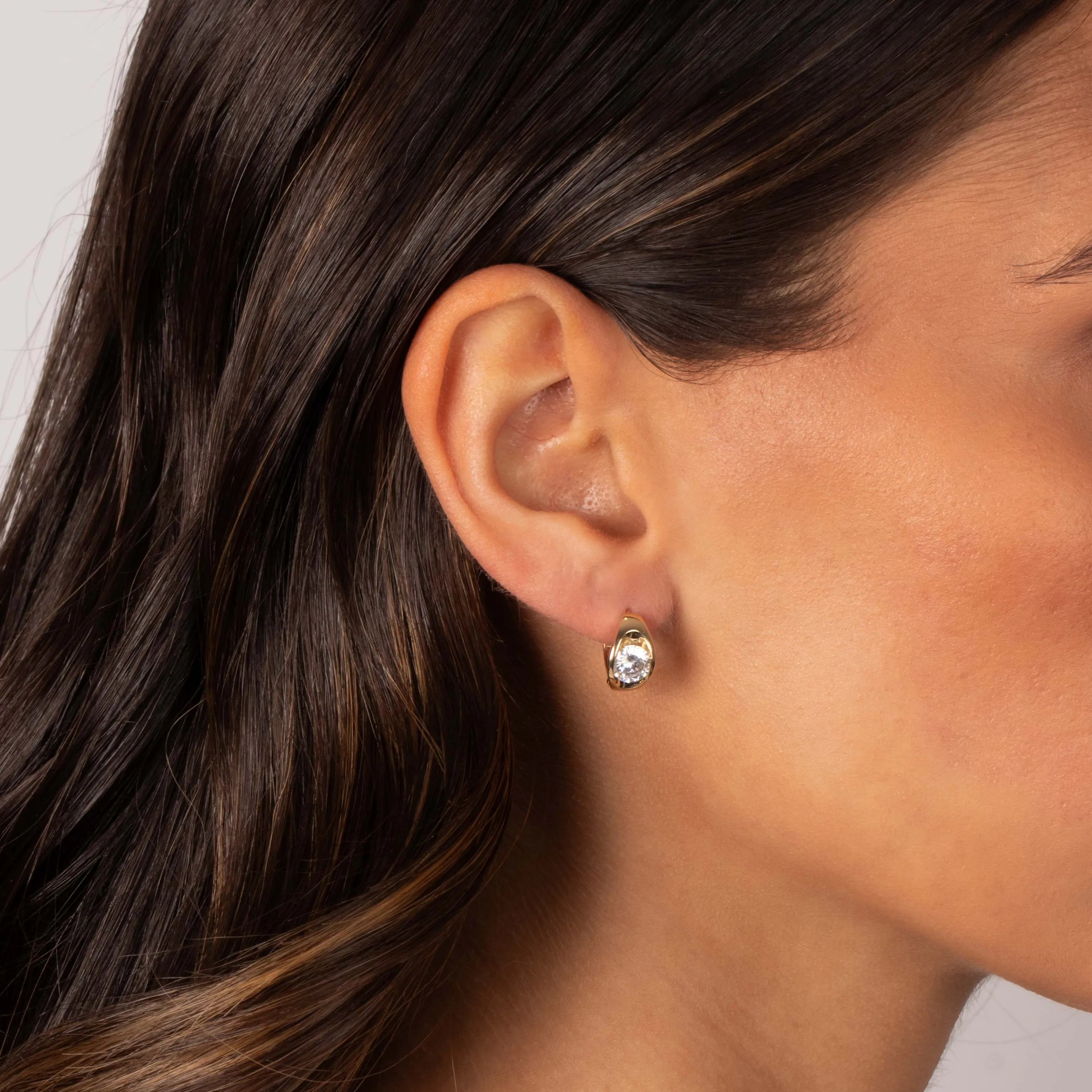 CZ Embedded Wide Huggie Earring sold by Adina Eden's product image thumbnail 2