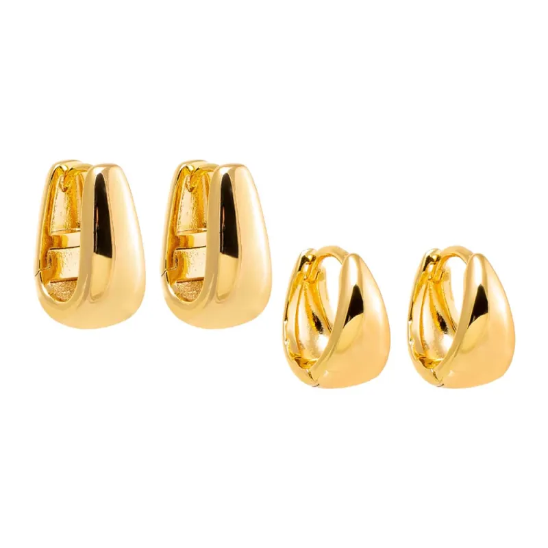 The Solid Graduated Huggie Earring Combo Set sold by Adina Eden's