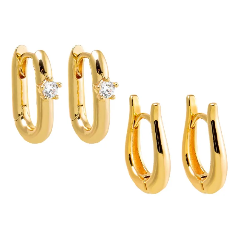 The Ovals Huggie Earring Combo Set sold by Adina Eden's