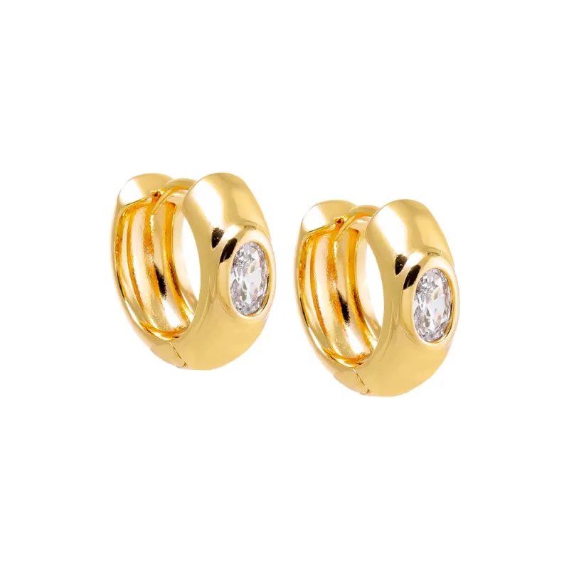 Oval Bezel Wide Huggie Earring sold by Adina Eden's