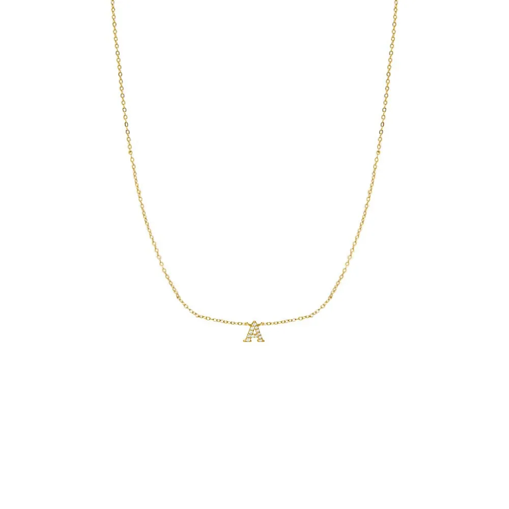 Pave Mini Initial Pendant Necklace sold by Adina Eden's