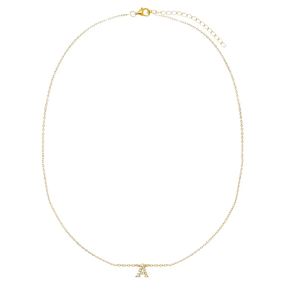 Pave Mini Initial Pendant Necklace sold by Adina Eden's product image thumbnail 2