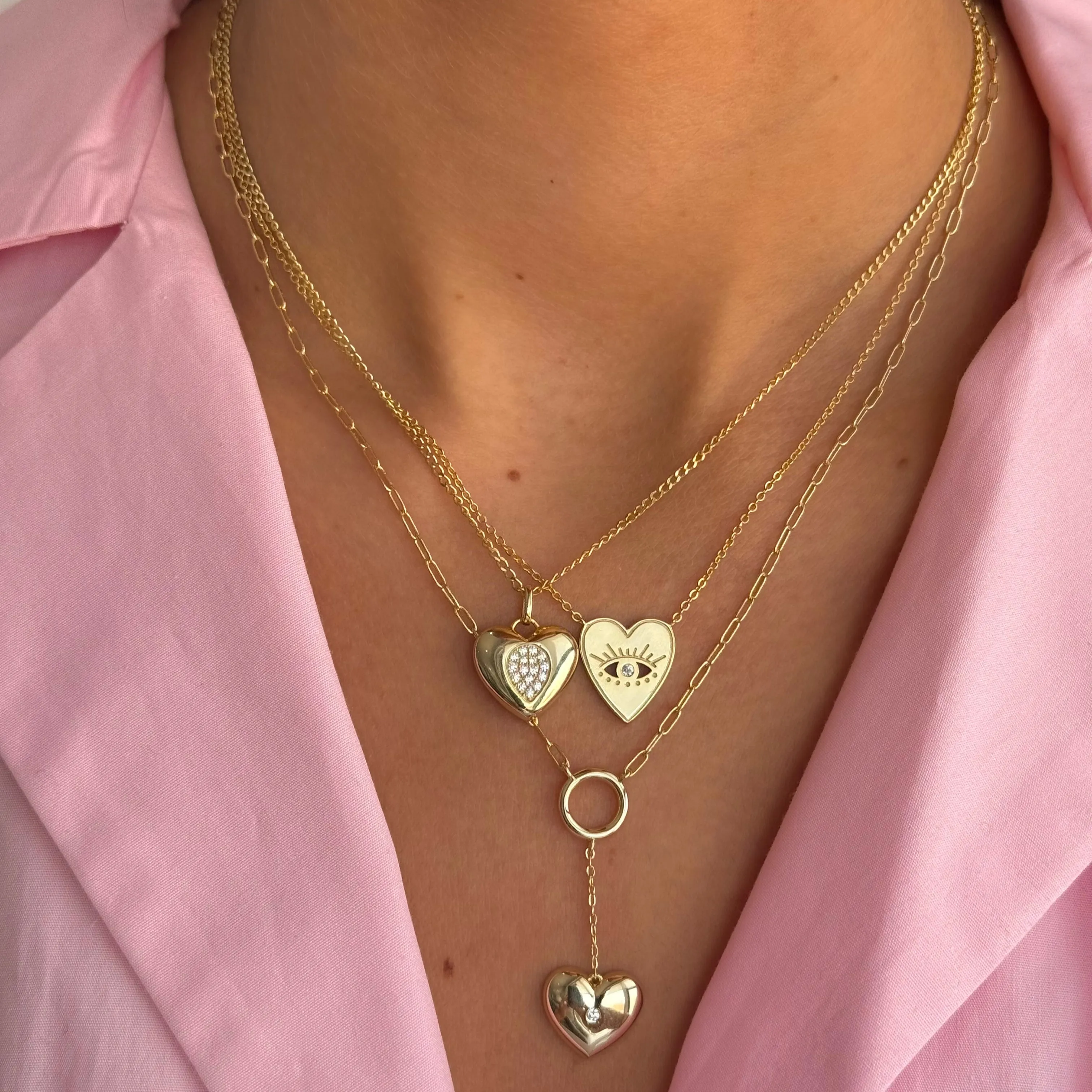 Pave Teardrop Accented Heart Pendant Necklace sold by Adina Eden's product image thumbnail 2