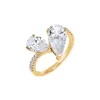 Pave Graduated Double Teardrop Ring sold by Adina Eden's