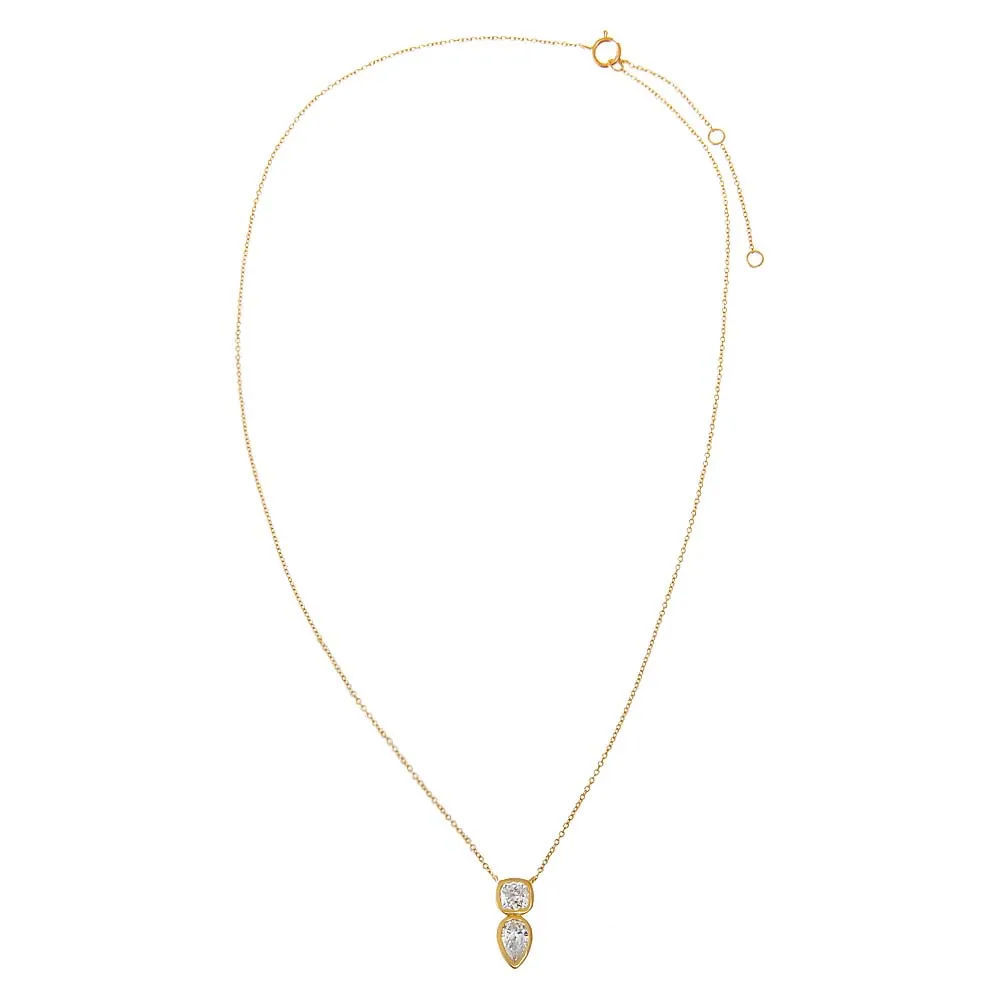 Lab Grown Diamond Double Stone Bezel Pendant Necklace 14K sold by Adina Eden's product image thumbnail 3