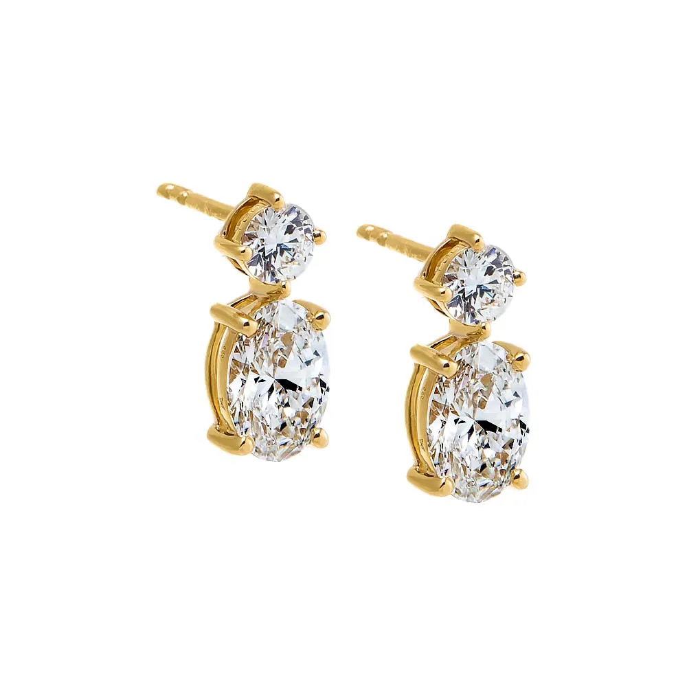 Lab Grown Diamond Round X Oval Stud Earring 14K sold by Adina Eden's