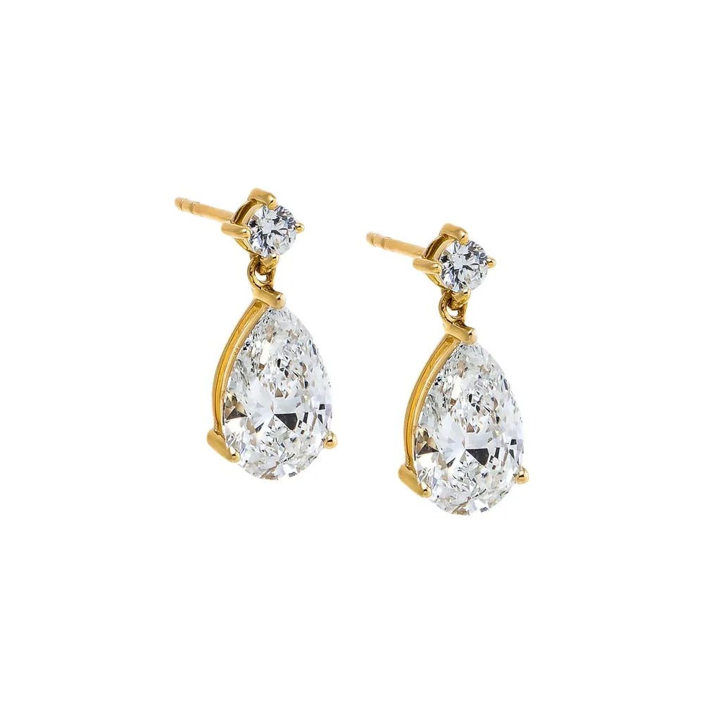 Lab Grown Diamond Round X Pear Stud Earring 14K sold by Adina Eden's