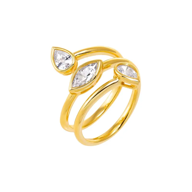 Multi Shape CZ Bezel Wrap Coil Ring sold by Adina Eden's