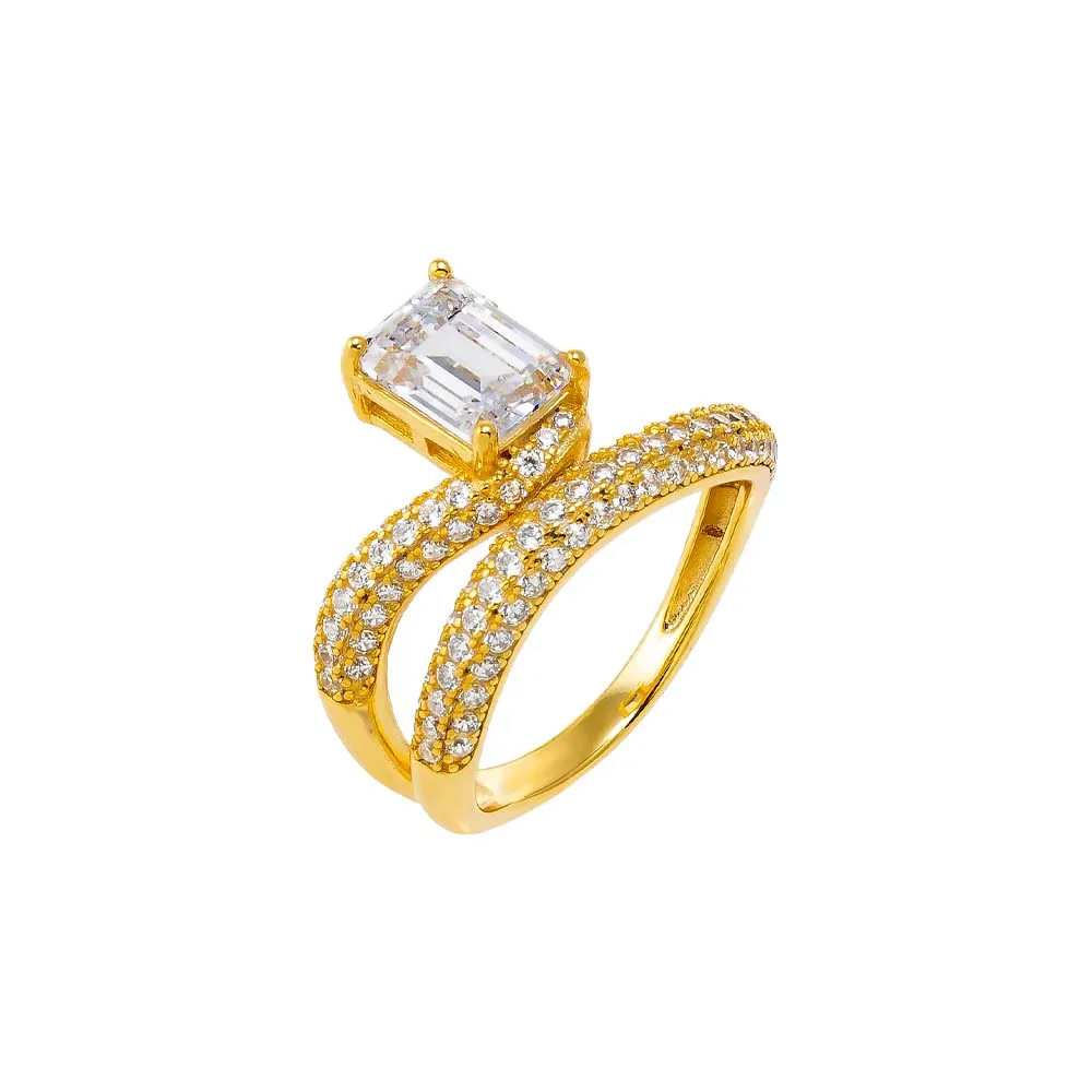 Pavé Swirled Emerald Ring sold by Adina Eden's