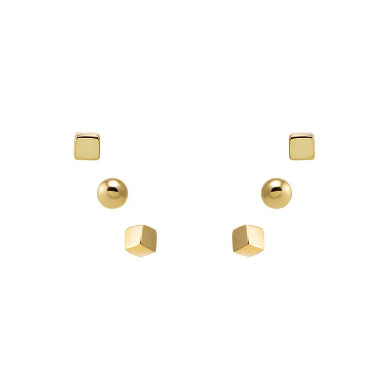 Solid Dainty Stud Earring Combo Set 14K sold by Adina Eden's