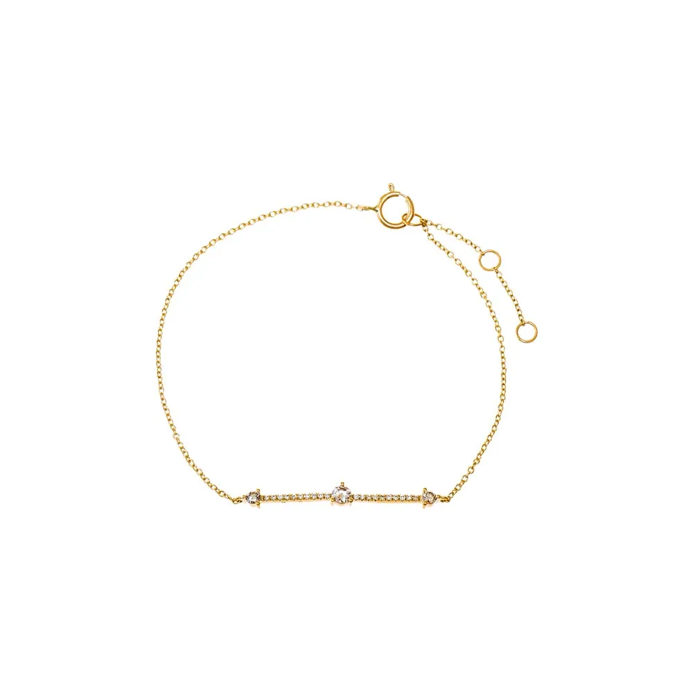 Scattered Diamond W/ Pave Bar Bracelet 14K sold by Adina Eden's