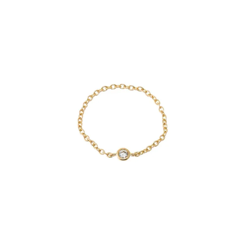 Mini Diamond Bezel Chain Ring 14K sold by Adina Eden's