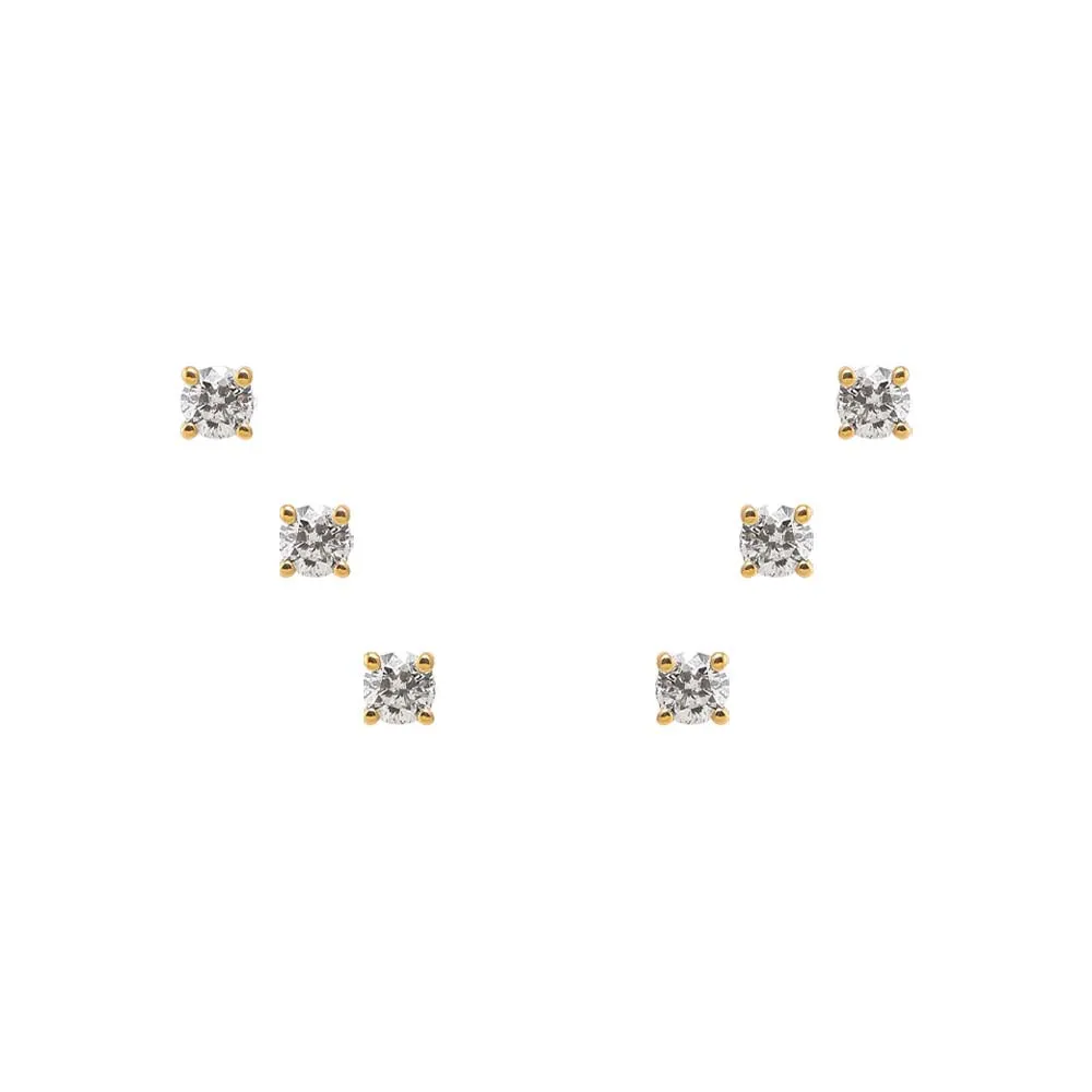 Triple Diamond Stud Earring Combo Set 14K sold by Adina Eden's